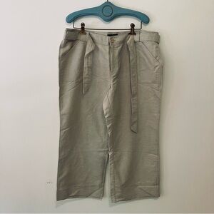 NWT Women’s Cotton/Linen Capri Crop Wide Leg Pants Sz.18 Khaki Eddie Bauer Beach
